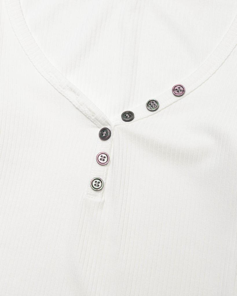 MOAA Button Line Rib Top (White)