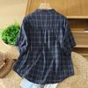 DIMANAF 2026 Plus Size Summer Women Blouse Shirts Tunic Oversize Loose Casual Cotton Lady Tops Vintage Plaid