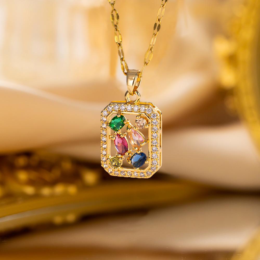 Elegant Luxury Full Zircon Copper Micro Inlaid Necklace Women Simple Exquisite Collarbone Chain Necklace