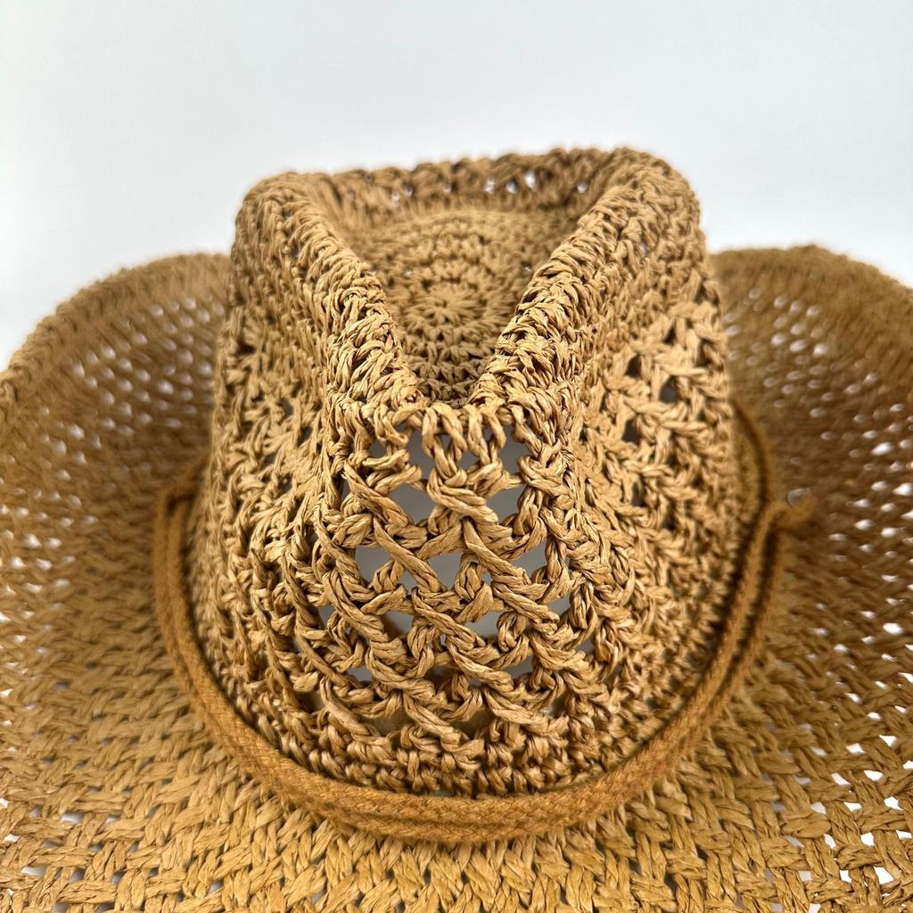 Europe, America, , Western Denim Handmade Straw Hat Top Hat Women'S Outdoor Seaside Beach Hat Sunscreen Sun Hat