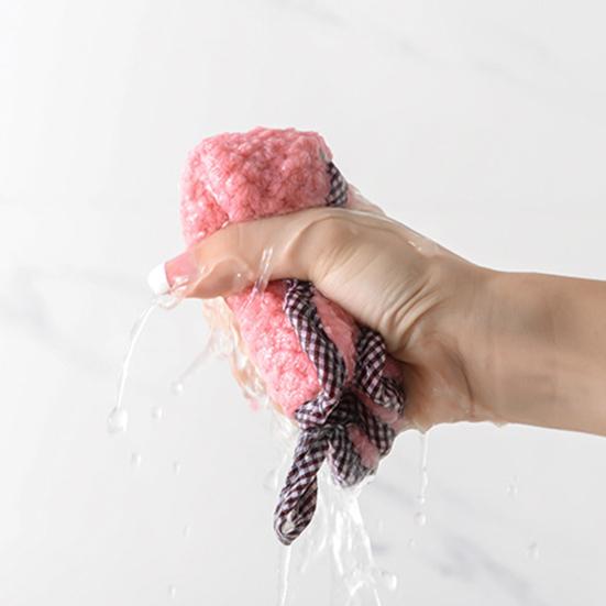 3 Pcs Cleaning Cloth Pineapple Pattern Good Absorption Coral Fleece Rectangle Hanging Hand Towel Kitchen Supplies