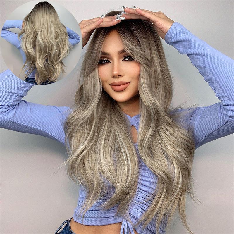 Dámská paruka s dlouhými vlasy Módní make-up Nadýchané velké vlny Dlouhé kudrnaté vlasy