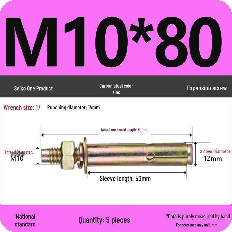 Zinc-Plated Iron Expansion Bolt with Pull-Out Explosion Screw, Available in M6, M8, M10, M12