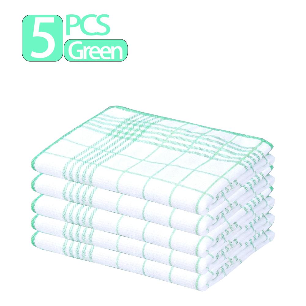 

5/8 Pack of kitchen checkered cleaning cloths,60 x 40 cm, durable, suitable for kitchen and home use, can be used for washing dishes and wiping tables 5pcs зелёный