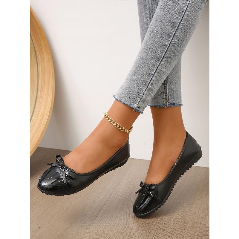 Color-blocking Bow Lazy Shoes 2025 Autumn New Flat Sole One-foot Shallow Shoe Women