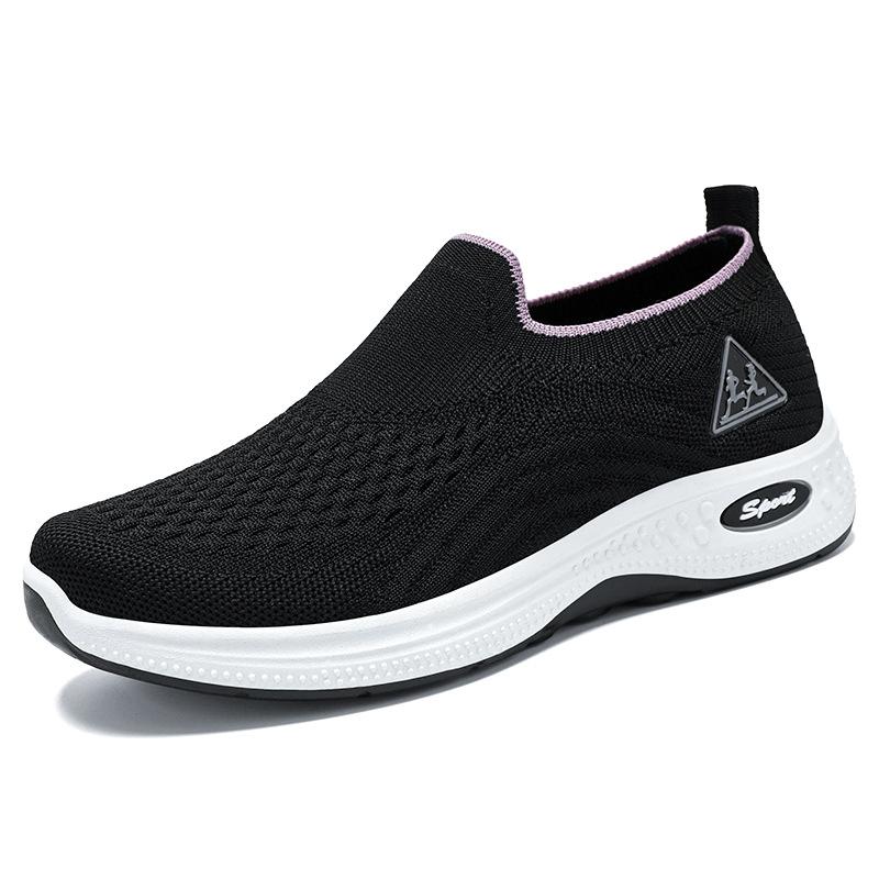 Women's Summer New Soft Sole Non-tiring Single Shoes Slip-on Mother's Shoes Shallow Mouth Breathable Casual Shoes