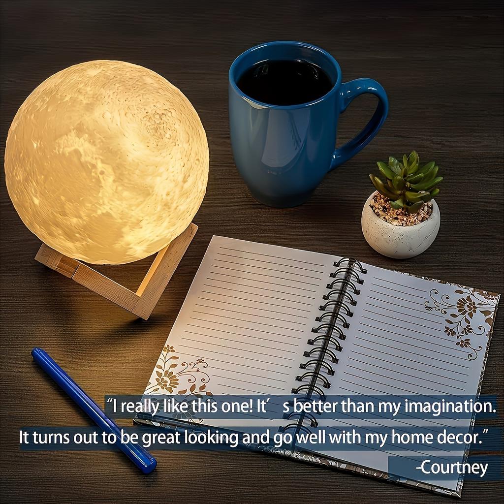 Moon Lamp 128 Colors Moon Night Light LED 3D Printed Moon Lamp 5.9 Inch Table Lamp with Stand and Remote Control USB Plug