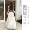 Purple skirt women's spring and autumn new gentle pleated long skirt Korean temperament a word umbrella skirt cake skirt