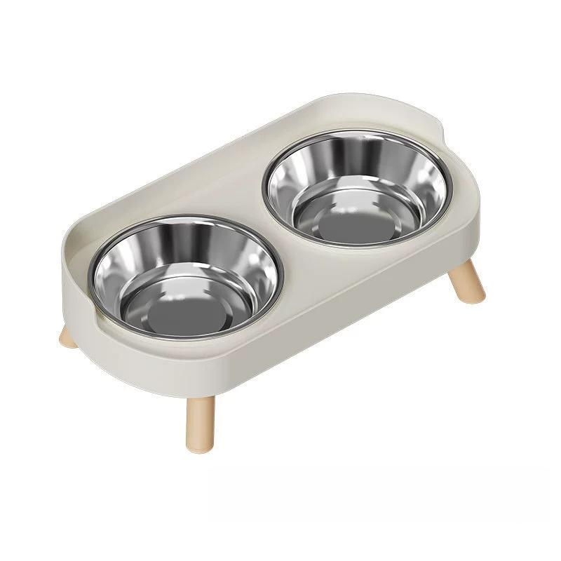 Tilted Elevated Cat Bowls, Dog Water and Food Bowl Set Anti Vomiting, Stainless Steel Pet Bowls with Base, Non-Slip Pet Bowls