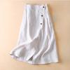 Women's Summer Casual A-Line Skirt Cotton Linen Mid Length Elastic Waist Flared Skirt
