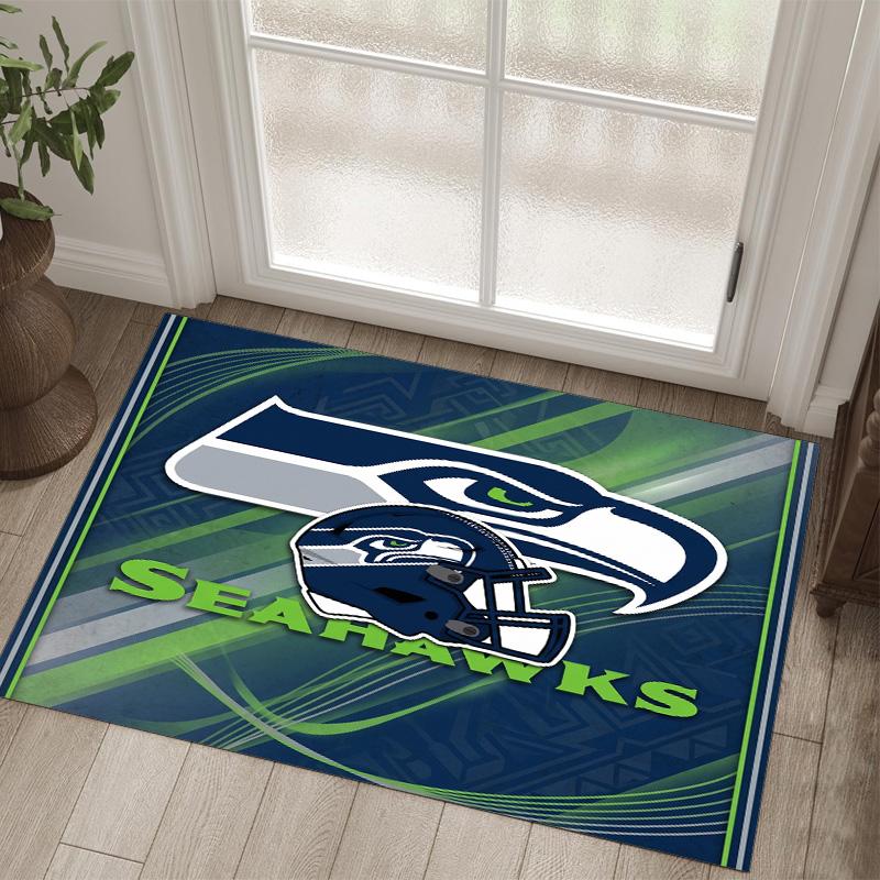 Seattle Seahawks Design Crystal Velvet Carpet Cozy Non?Slip Printed Rug For Bedroom Living Room Entrance