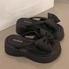 Fashion Women's Fashion Platform Sandals Summer New Round Head Open Toe Butterfly Knot Anti-slip Wear-resistant Wedge Slippers