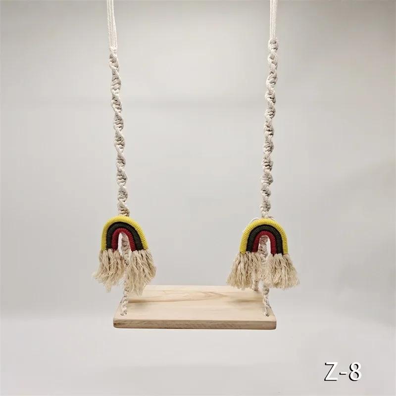 Vintage Wooden Macrame Swing Newborn Photography Prop Soft Photo Shooting Chair Babies Infants Essential Fotografia Accessories