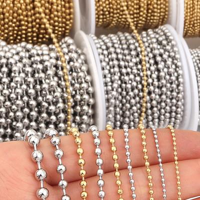 10Yards/Lot Gold Plated Stainless Steel Bead Chain Ball Bead Link Chains Bulk Necklace Chain For DIY Jewelry Making Findings