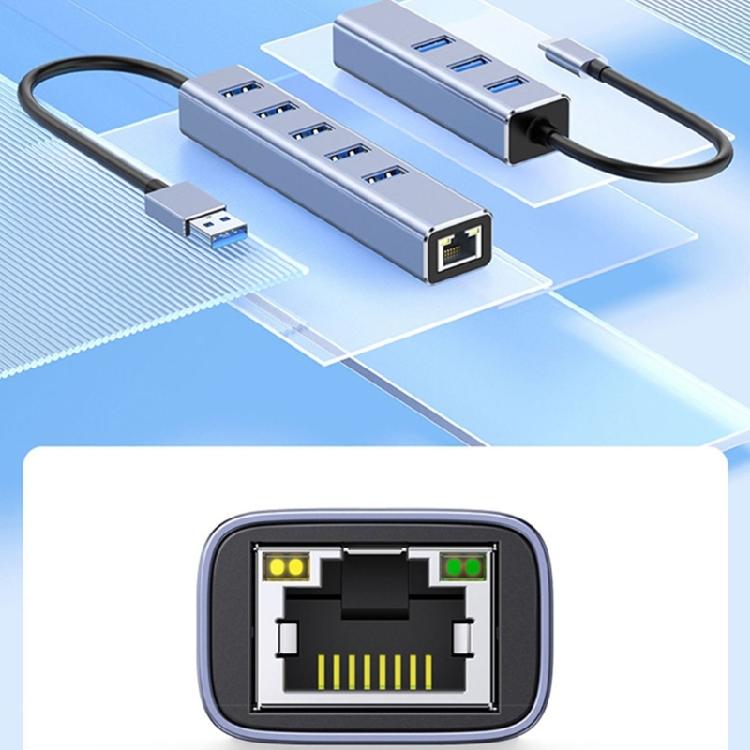 USB 3.0 To RJ45 Ethernet Adapter With 3 Port Hub Suitable For Computers High Speed Networking On PC Enhances Connection