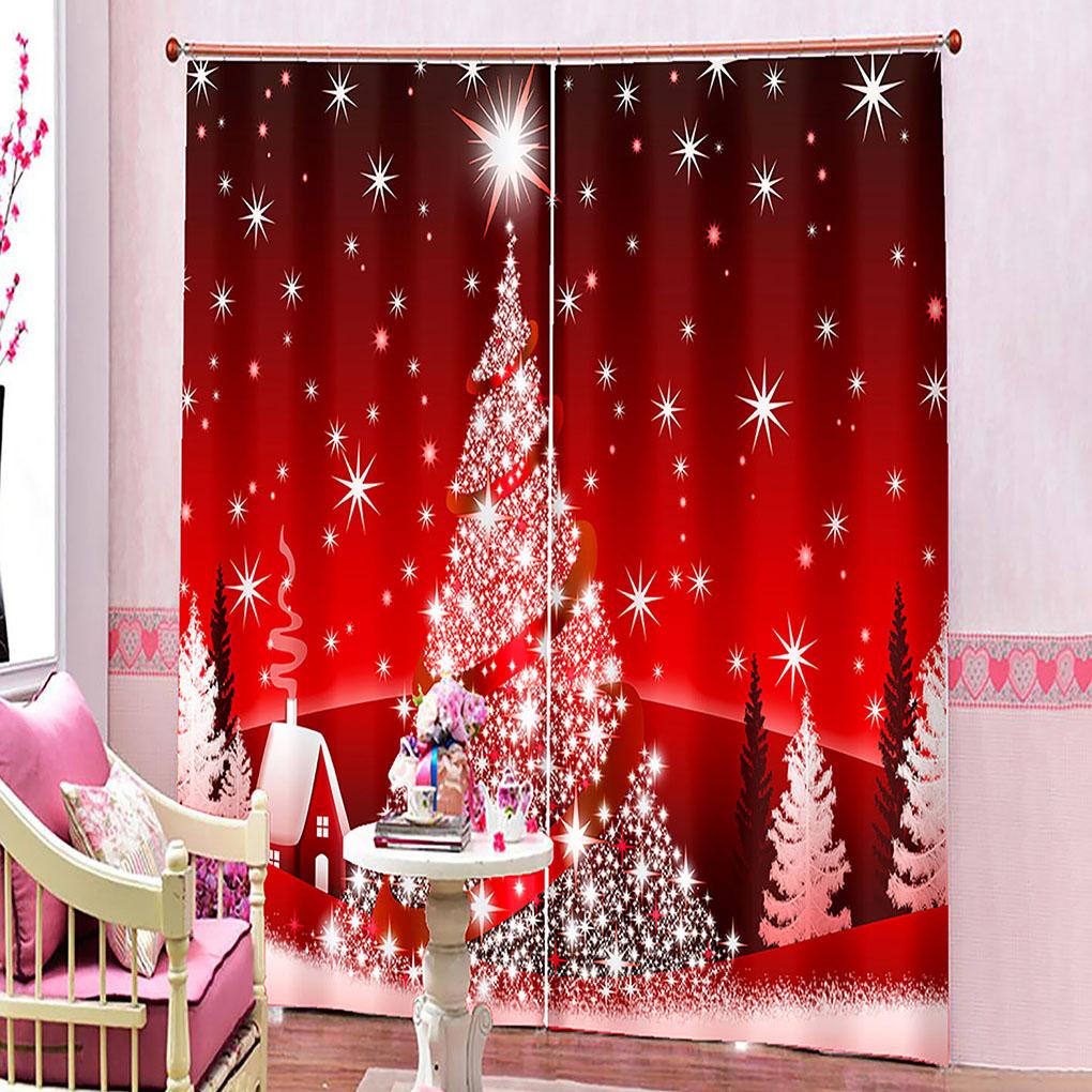 2 Pieces Christmas Blackout Curtains Exquisite Xmas Themed Festival Ornament Window Decor Accessory for Scene Layout