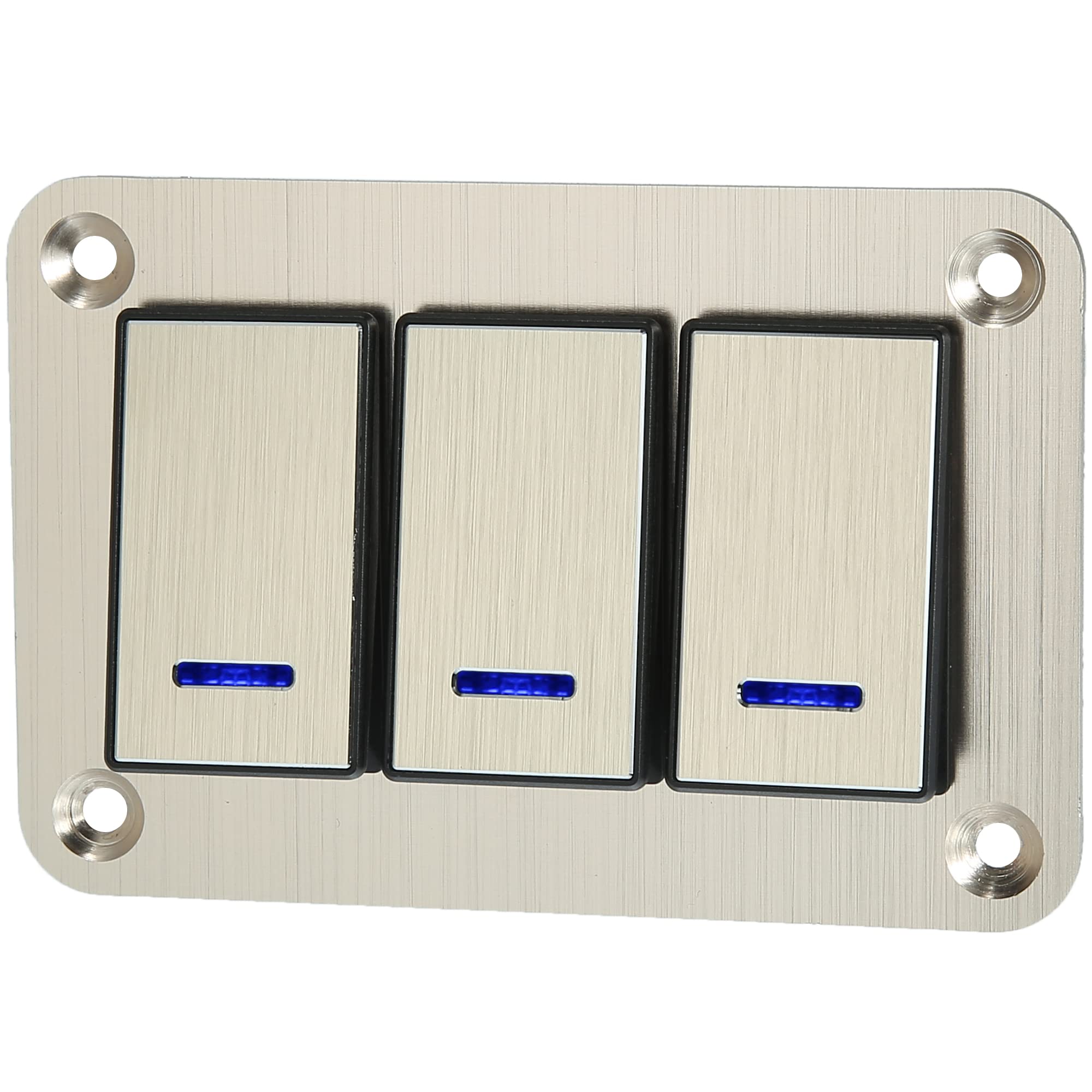 

uxcell Rocker Switch Toggle Switch Waterproof Aluminum Alloy with Blue LED Light and Push Button for Gold Tone 3-Gang Panel, 5-Pin On/Off Pre-Wired