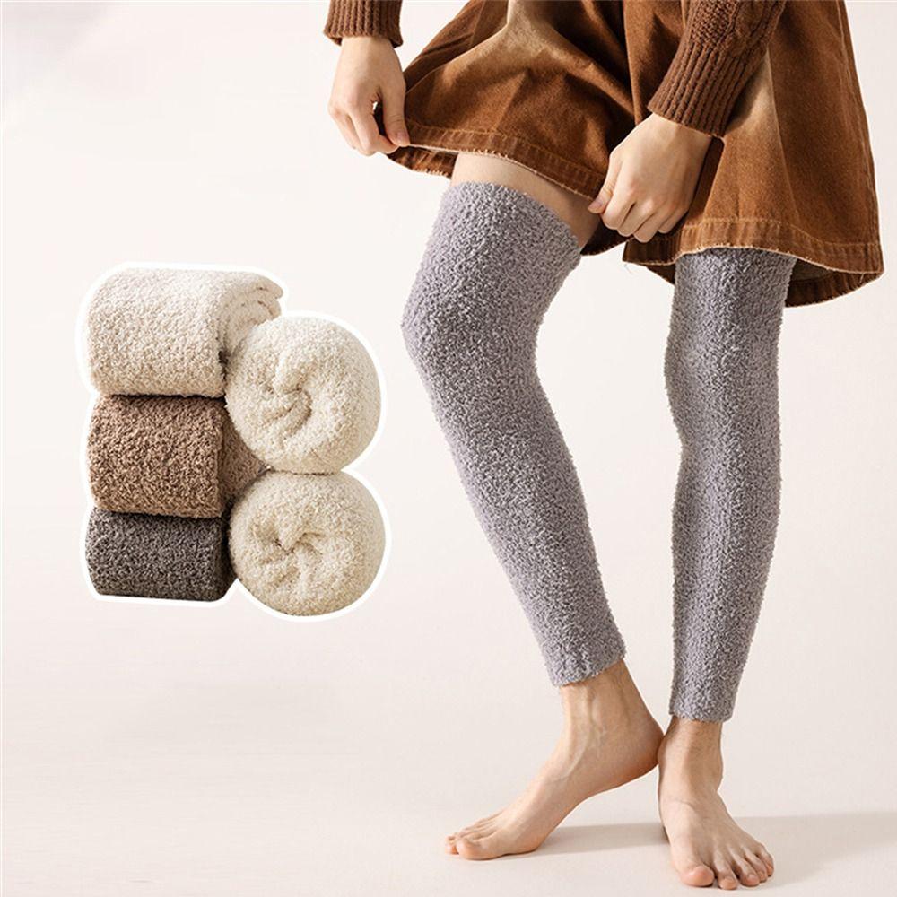 1 Pair Thermal Warm Stocking Coral Velvet Boot Cuffs Casual Kneepad for Women Girls