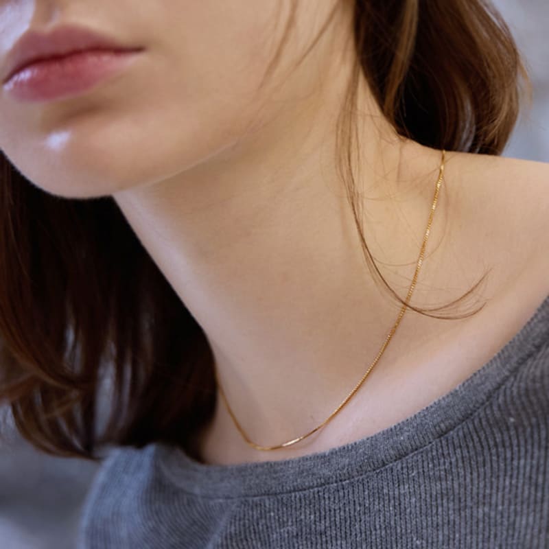 PAIGEFLYNN JEWELRY [925 Silver] Minimal Box Chain Necklace
