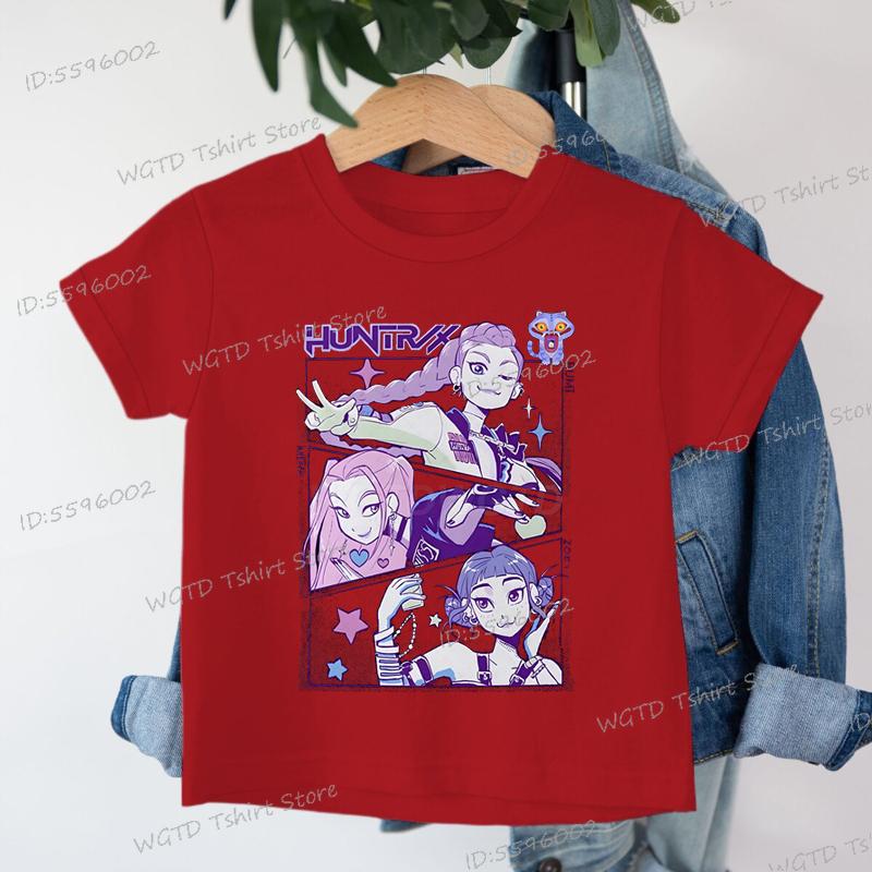 Ropa para Niños KPop Cazadores de Demonios Moda Casual Tops Cuello Redondo Manga Corta Niñas Niños K-Pop Cazadores de Demonios Fans Regalo Camiseta