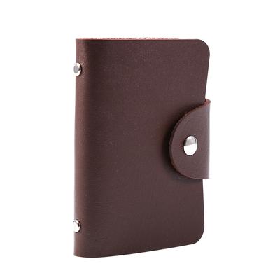 PU Leather Business Card Holder Pocket Case Purse Wallet Protector for 24 Cards(Brown)