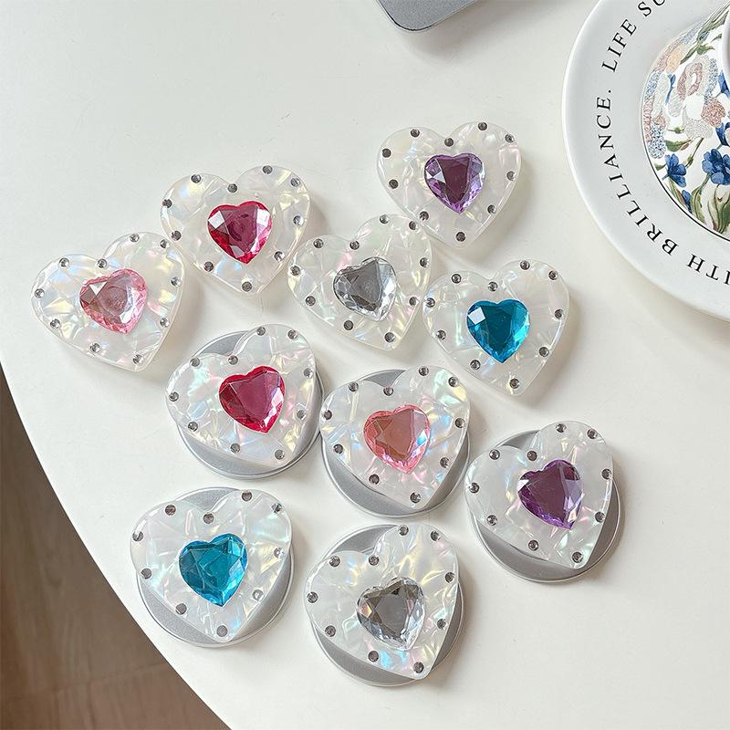 Rhinestone Heart Mobile Airbag Holder with Magnetic Adhesive