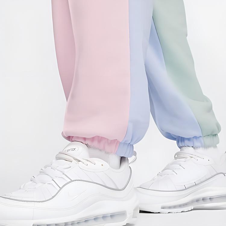 Nike Sportovní oblečení NSW Color Block Elastický pas Manžetové fleecové tepláky Dámské tepláky Cukrová makronka DA0979-407