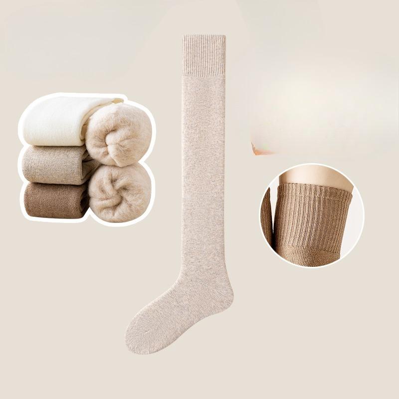 Knee-high Socks for Women, Thickened and Fleece Warm Cashmere Socks, Breathable and Sweat-absorbent High-top Thigh Loop Socks