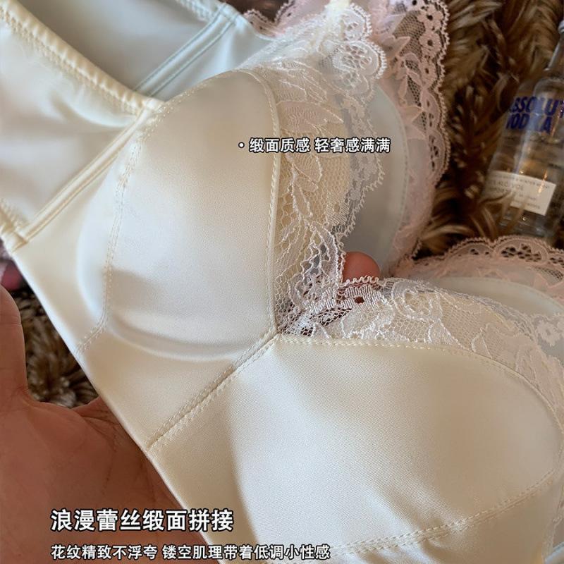 Small breasts gather underwear women's soft and comfortable pure lace bra no steel ring anti-sagging breast bra set