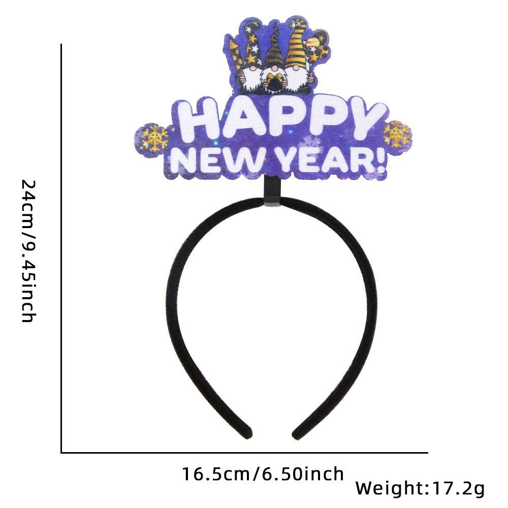 Sequin 2024 Happy New Year Headband Tinsel New Year Headdress Christmas Headpiece  New Year Gift