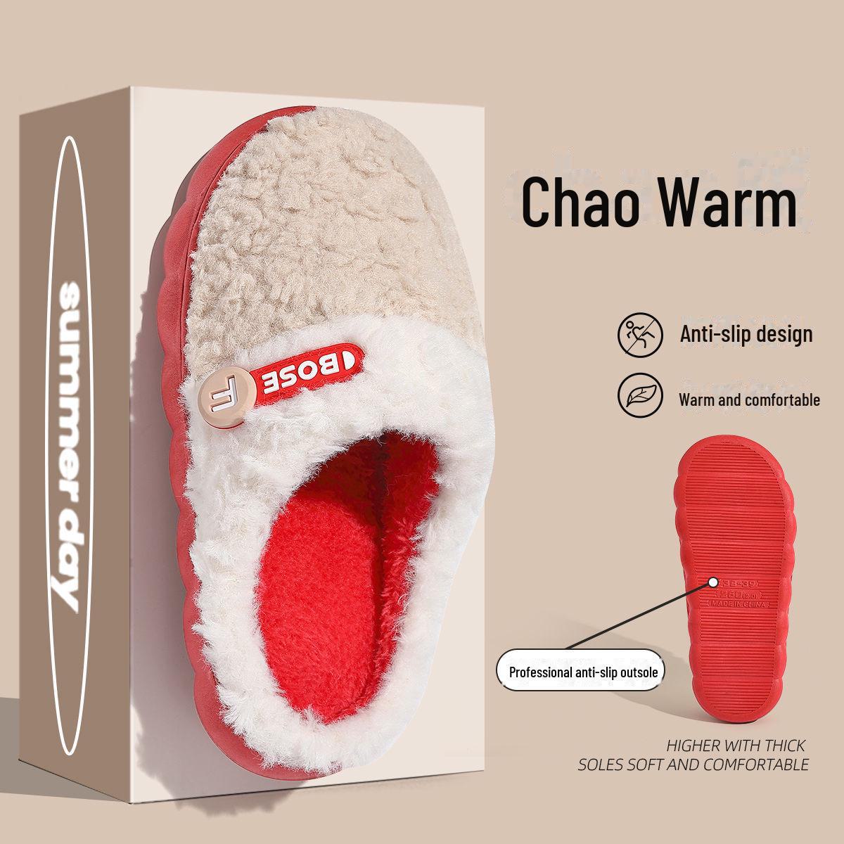 

Женские пушистые домашние тапочки - теплые, на толстой подошве, из бархата для осени и зимы