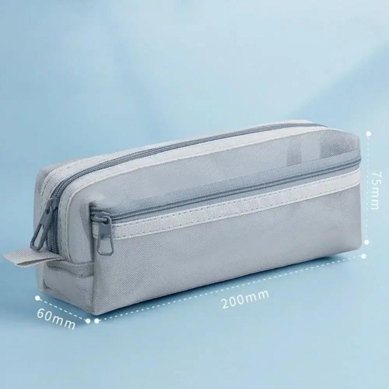 Square Mesh Pencil Case Double-layer Large Capacity Pencil Case Can Enter The Exam Room Pencil Case for Students