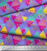 Soimoi Black Japan Crepe Satin Fabric Triangle Art Geometric Print Fabric by the Metre 42 Inch