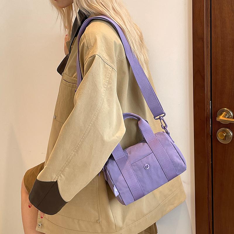 Nylon Pillow Shape Shoulder Bag With Top Handle Multi Zipper Pockets Lightweight Travel Tote For Women Daily Commute
