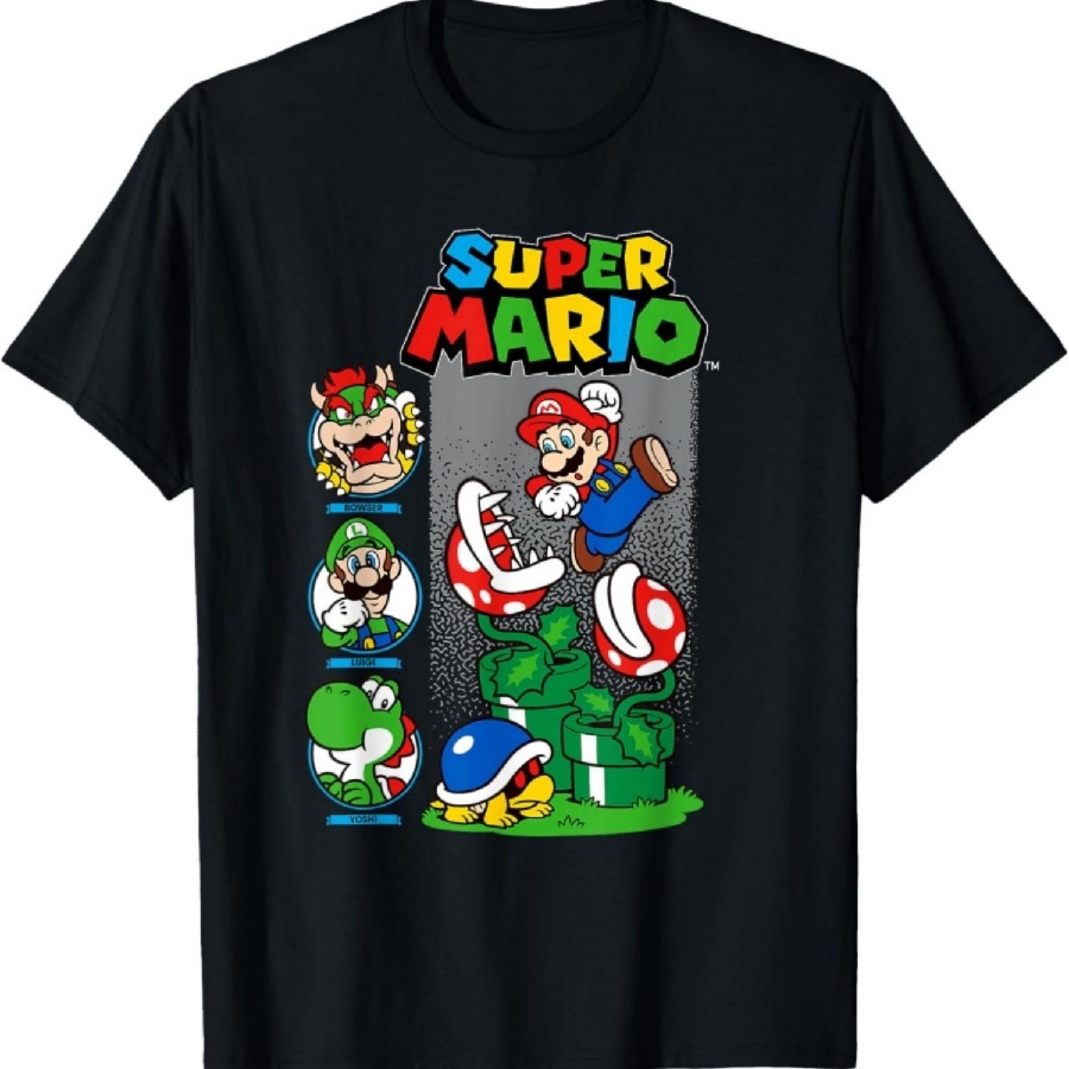 Футболка с персонажами Super Mario: Прыгающие Пираньи, Коробки, Вверх S