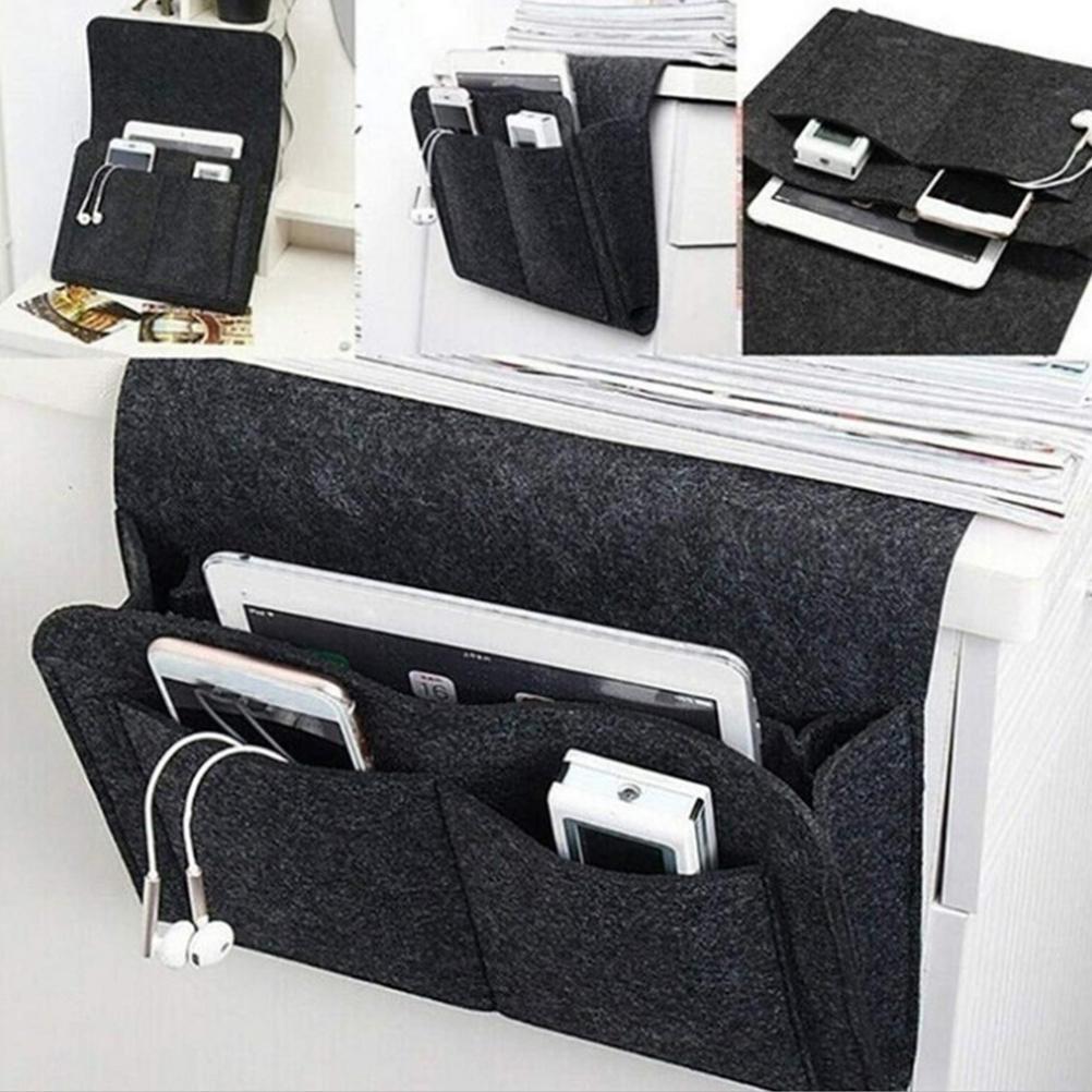 Felt Bedside Caddy Storage Bag Sofa Organizer Pocket for Tablet Phone Remote
