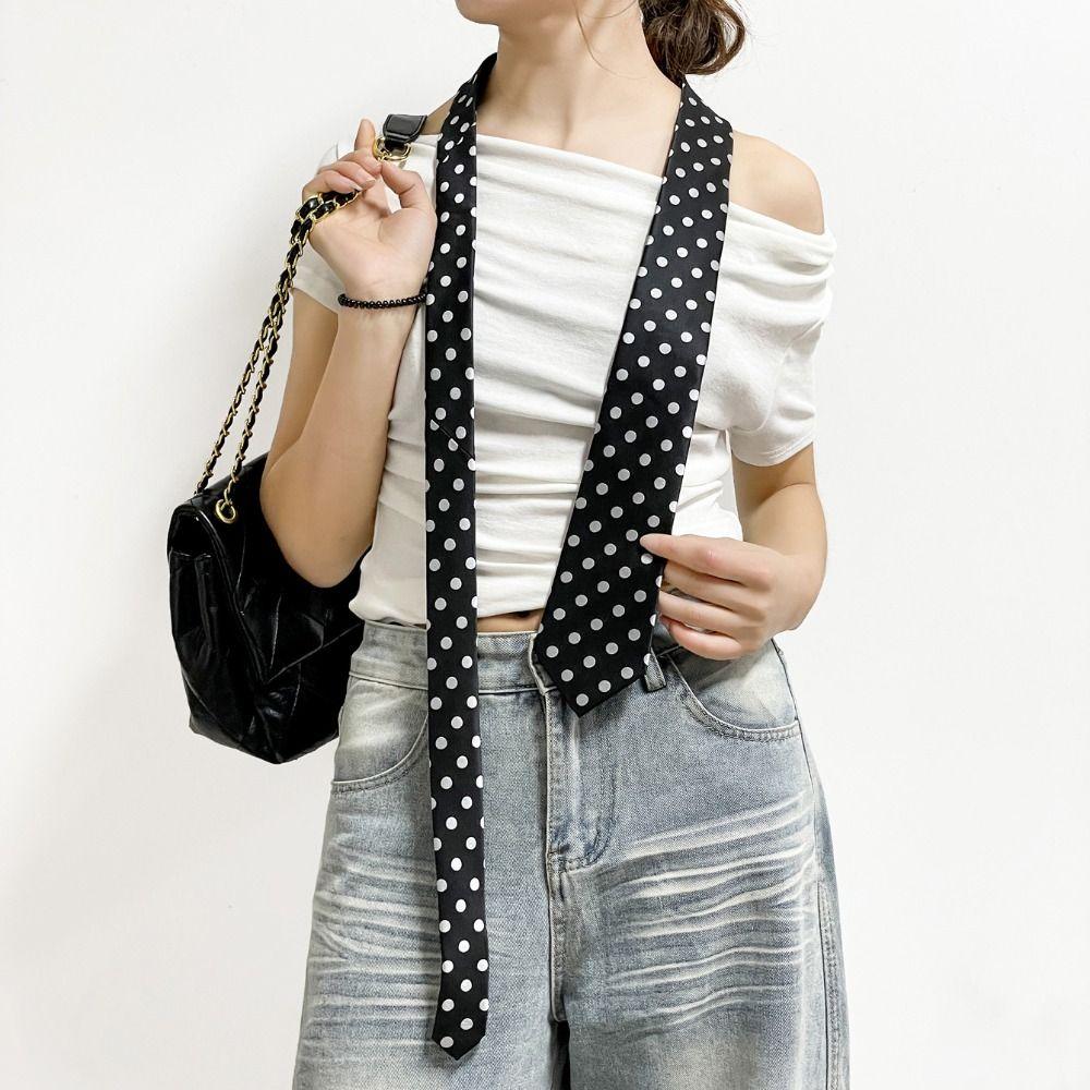 Long Polka Dot Tie Wave Point Shirt Tie Decoration Leopard Print Necktie JK Uniform Decoration