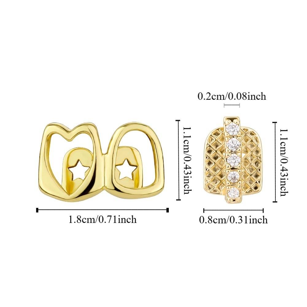 1/2pcs Hip Hop Hollow Heart Tooth Grillz Rhinestone Dental Grills Wearable Tooth Jewelry  Daily