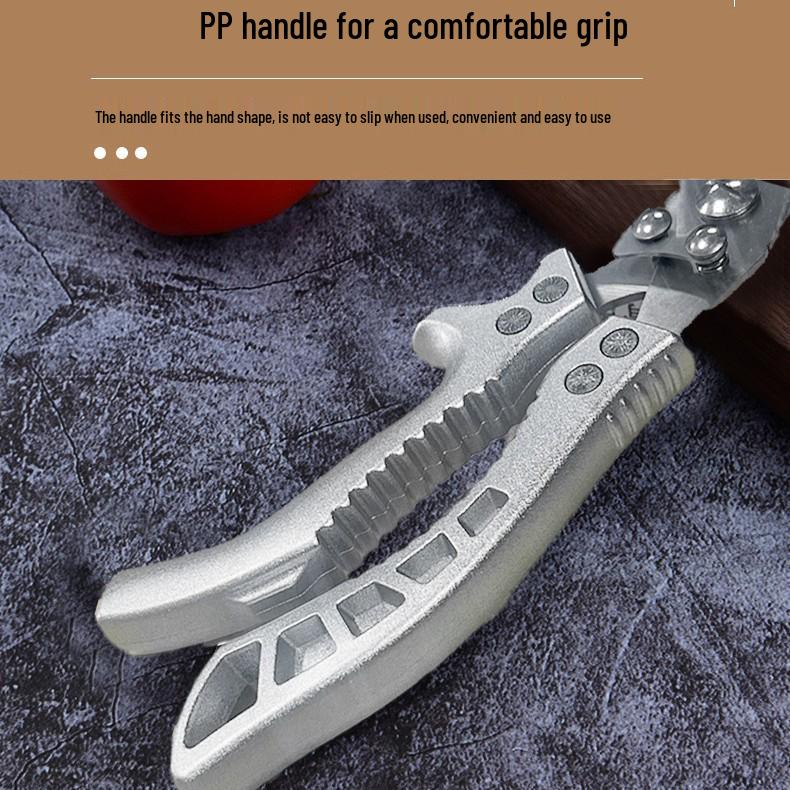 Stainless Steel Multi-Functional Kitchen Shears for Chicken & Fish Bones with Sharp Blades and an Aluminum Handle