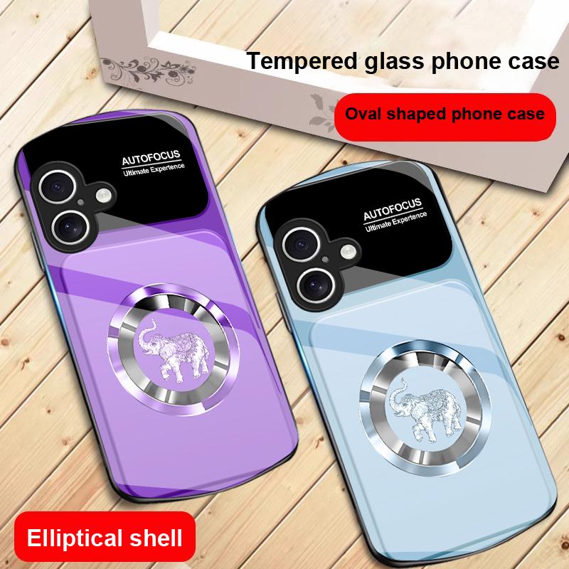 Elefant Rosa Elegant Für iPhone 17 16 15 14 13 Plus 12 mini 11 Pro Max XR Xs Max X 7 8 6S 22 20 Elliptische Glas-Handyhülle