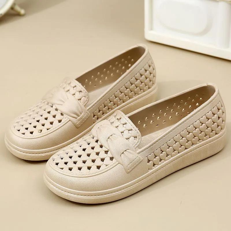 

WTEMPO женские полые дышащие плоские толстые каблуки нескользящие повседневные рабочие туфли весна лето большие размеры однотонные одинарные туфли 40 хаки