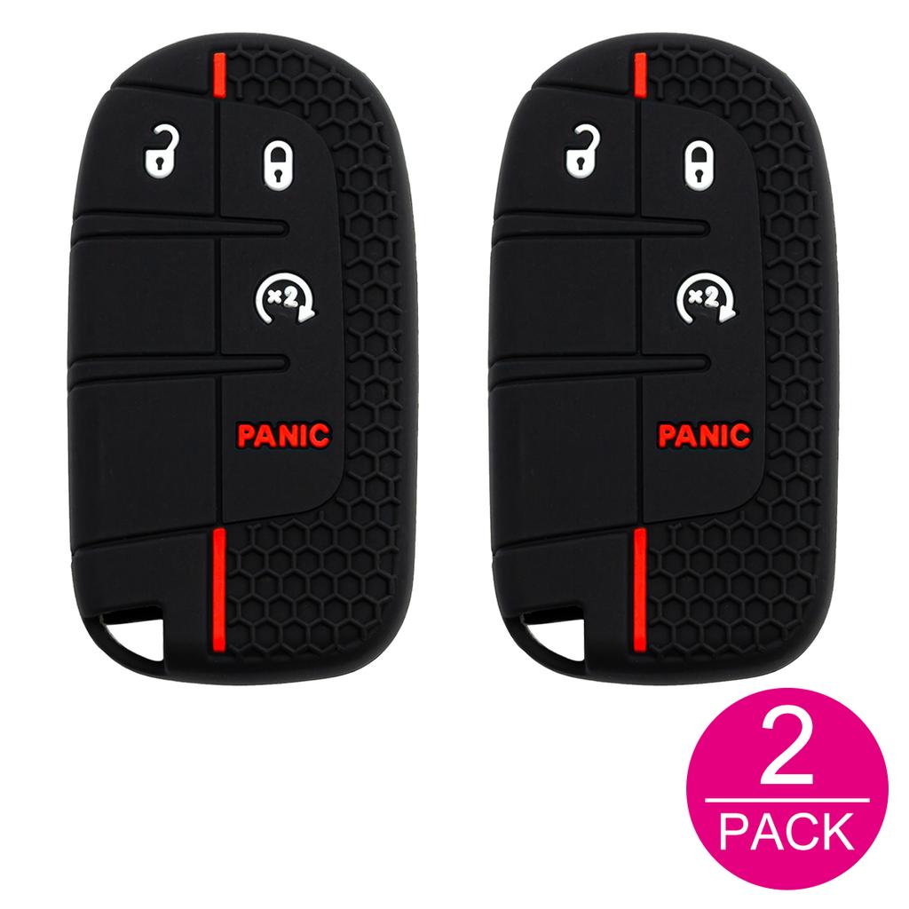 2x Silicone Car Key Fob Cover Case Holder Keychain For Jeep Grand Cherokee Renegade Compass Dodge Charger Challenger Durango