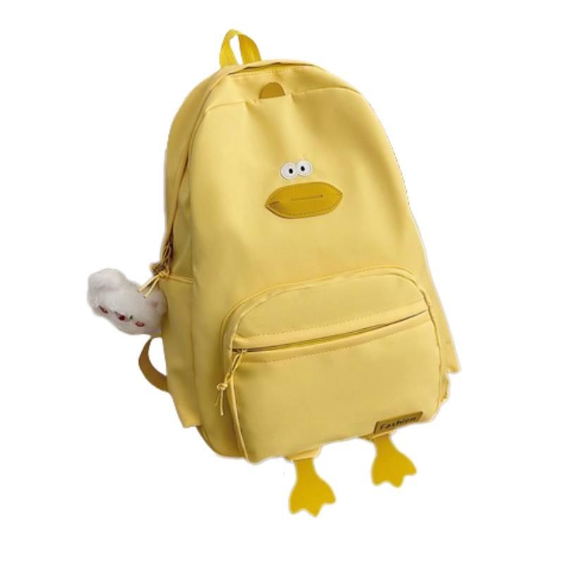 Cute Duck Design Nylon Girls Backpack Waterproof And Spacious High-quality School Bag