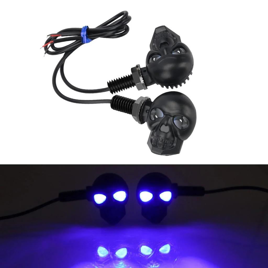 Waterproof Fog Light Auxiliary Headlights Dual Color 2pcs/set New LED Skull Shape for ATV Scooter Motorcycle Driving Racer