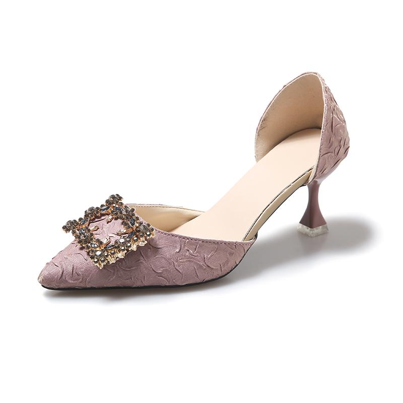 Fashion 2025 Women High Heel Pumps 6cm/9cm  Pointed Toe Stiletto Low Heel Women's Shoes Office Lady Rhinestone Shoes Pink Heels  Wedding