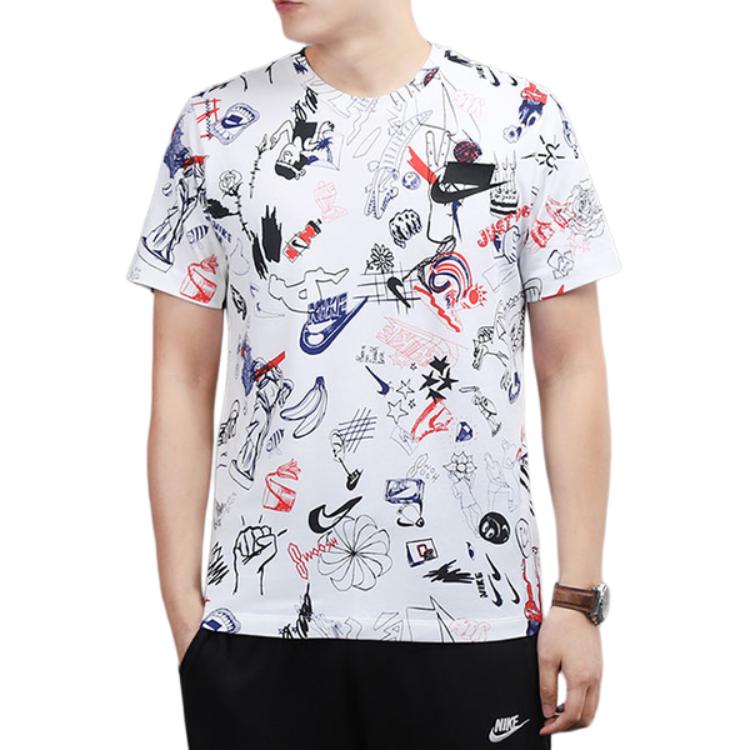 Nike T Shirts Men's White Crew Neck Moderate Straight Fit ck3013-100
