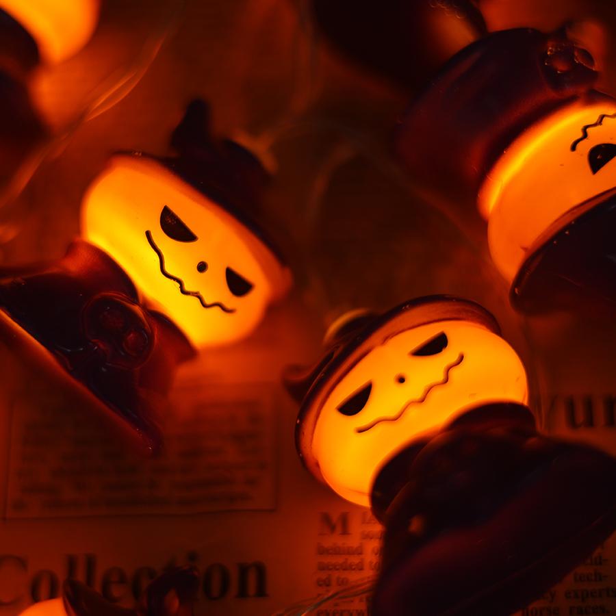Halloween LED Pumpkin Ghost Wizard Lantern String Ghost Festival Shopping Mall Bar Decoration Atmosphere Lights