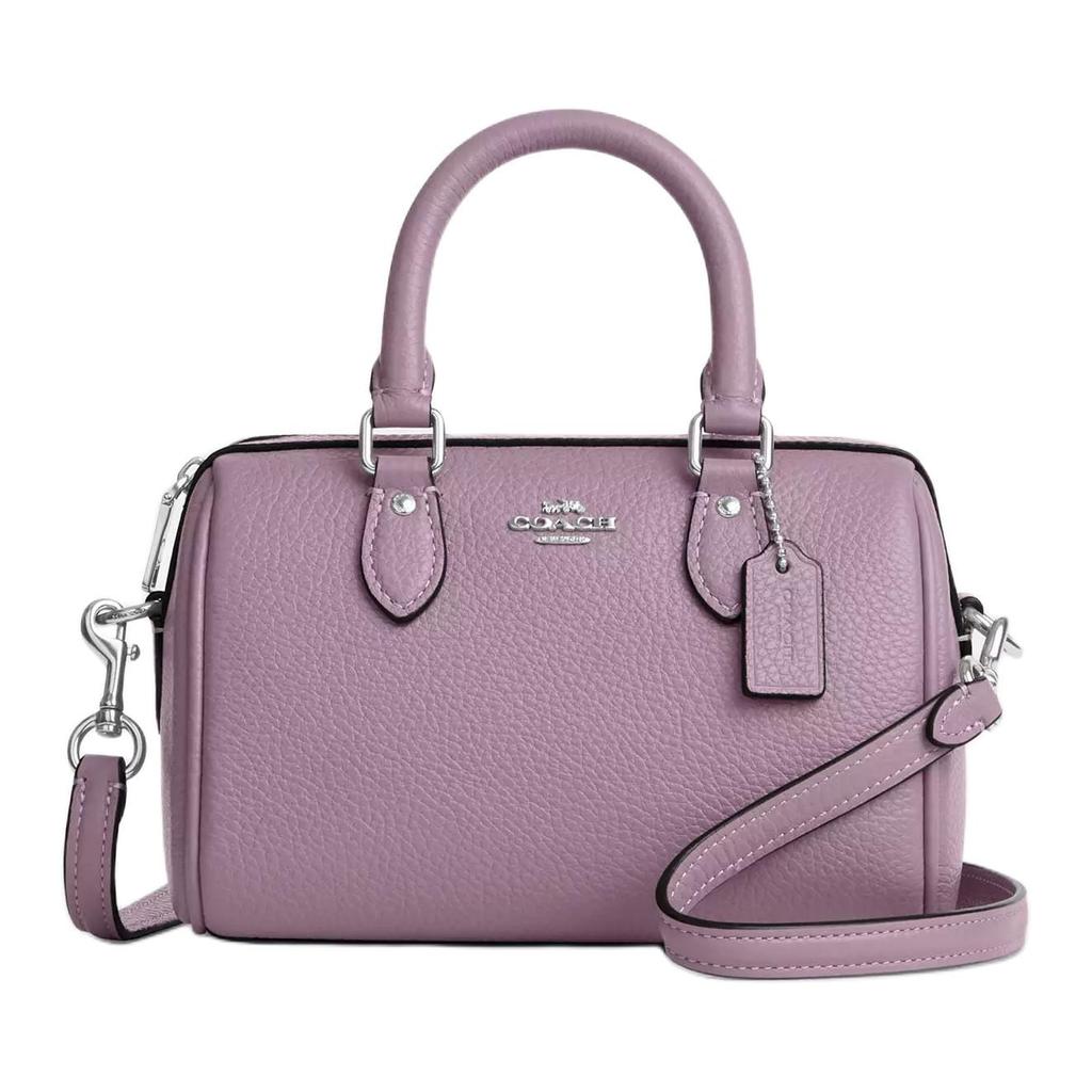 Coach Rowan Refined Pebbled Leather Boston Bag Handbag Mini Women's Purple CW328-SVNII