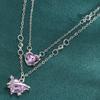 3 Pcs Crystal Heart Planet Pendant Necklace Set for Women Fashion Y2K Zircon Aesthetic Charm Clavicle Chain Party Girl Jewelry