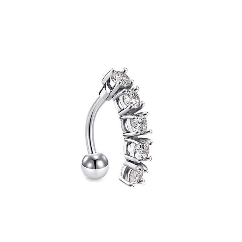 Upside Down Peach Heart Teardrop Zircon Belly Button Ring, 316 Stainless Steel Navel Jewelry